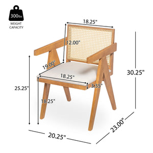 English Elm Christopher Knight Home® - Chandigarh Arm Dining Chairs Set Of 2 - Stylish Cane Upholstered Kitchen Chairs With Comfort & Charm N768P241396N