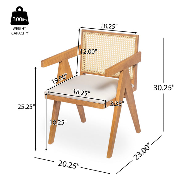 English Elm Christopher Knight Home® - Chandigarh Arm Dining Chairs Set Of 2 - Stylish Cane Upholstered Kitchen Chairs With Comfort & Charm N768P241396N
