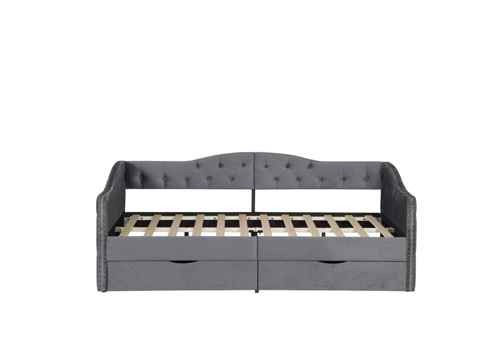English Elm Upholstered Velvet Daybed Twin with 3 Storage Drawers, 500lb Capacity, No Box Spring Needed W1670P255474