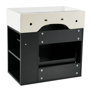 English Elm Christopher Knight Home® - 21.8" Wall-Mounted Bathroom Vanity with Ceramic Sink, Soft-Close Drawer, Adjustable Shelves & Tissue Holder Black N759P292550B