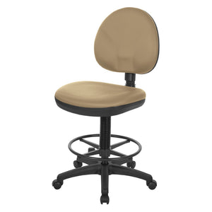 OSP Home Furnishings Sculptured Ergonomic Drafting Chair with Lumbar Support Padded Seat and Adjustable Footring Buff DC550-R104