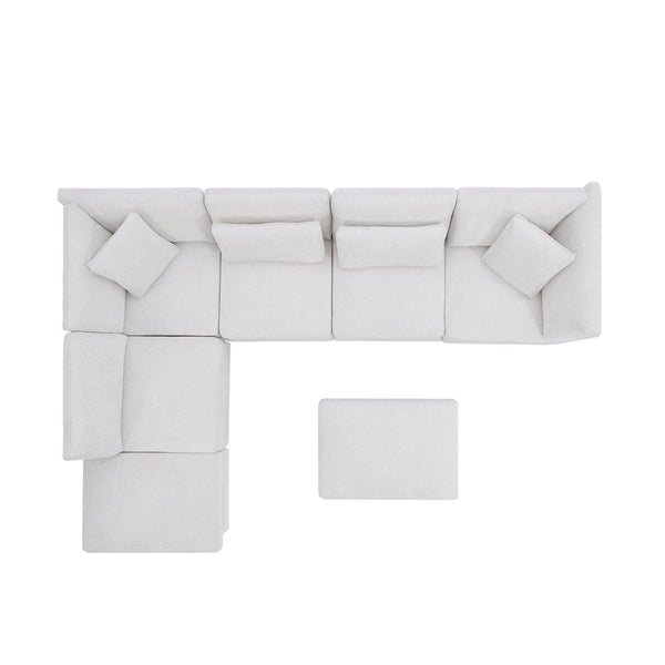 English Elm Christopher Knight Home® - 7-Piece Reversible Modular Corner Sectional - Beige Fabric, Flexible Seating For Modern Living Spaces N771P345839_N771P345840_N771P345841_N771P345842M