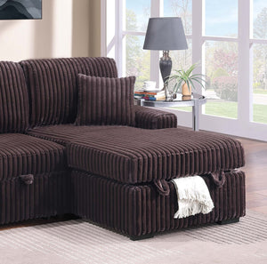English Elm Modern Corduroy Sleeper Sectional with Storage Chaise Drop Down Table and Usb Port B011S02173