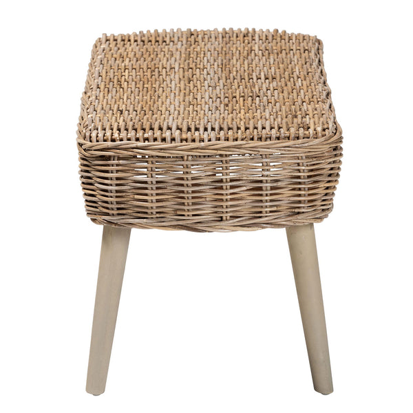 English Elm Modern Bohemian Woven Rattan Seat Mahogany Frame Entryway Bedroom Accent Bench B2750P467719