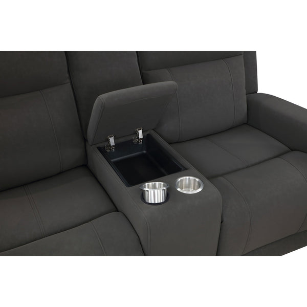 English Elm Slater Manual Reclining Loveseat with Center Console and Suede Leatherette Upholstery Charcoal B062P440400