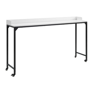 English Elm White Overbed Desk 72" x16" Adjustable 40-44" Height Sliding Laptop Table with Casters, Modern Versatile Surface B011P244980