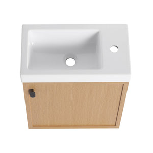 English Elm 18.5" Stylish Wall-Mounted Bathroom Vanity With Durable Resin Sink, Soft-Close Door, Space-Saving Design W1972P362138