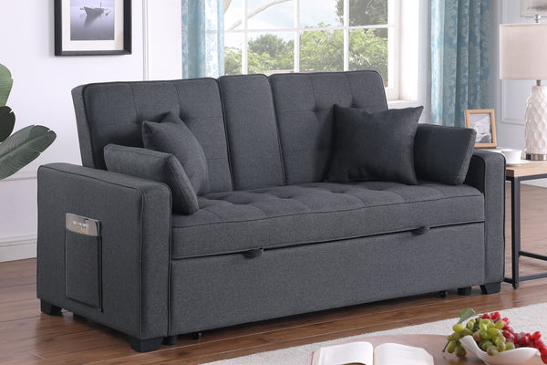 English Elm Cody Woven Fabric Sleeper Loveseat with Charging Console and Pocket Coil Support B061S00957