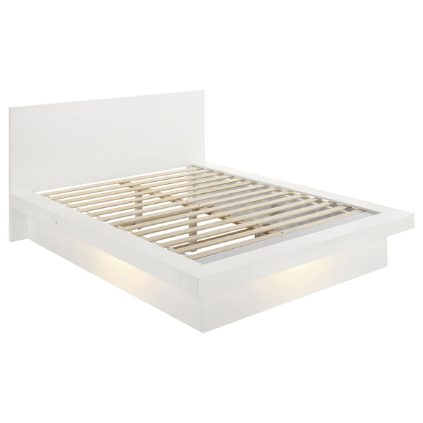 English Elm Tokyo Snow White Queen LED Panel Bed with Structured Headboard, Energy-Saving Lighting, Classic Crisp Finish B062S00658