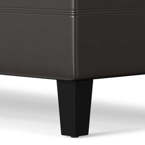 English Elm Afton Upholstered Storage Ottoman Bench in Midnight Faux Leather with Lift-Top Storage & Hinge Safety Dark Brown B136P159231