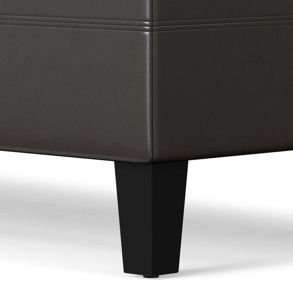 English Elm Afton Upholstered Storage Ottoman Bench in Midnight Faux Leather with Lift-Top Storage & Hinge Safety Dark Brown B136P159231