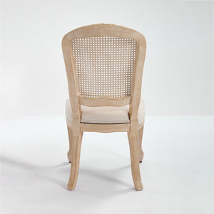 English Elm French Country Dining Chairs Set Of 2, Upholstered Rattan Back Accent Chairs For Dining & Living W3426P324538