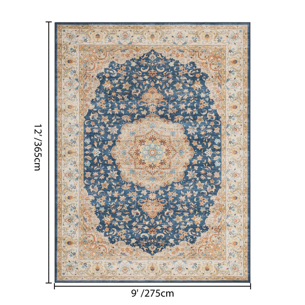 English Elm Premier Traditional Navy Low Pile Area Rug for Formal Living and Dining Spaces B186P479376