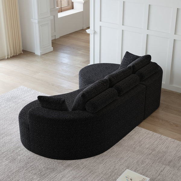 English Elm Modern Chenille Cloud Sectional Sofa with Deep Cushions and 7 Pillows for Living Room W834S00485