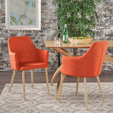 Christopher Knight Home® - Noble House - Zeila Mid Century Modern Muted Orange Fabric Dining Chair with Light Brown Wood Finished Metal Legs - Set of 2