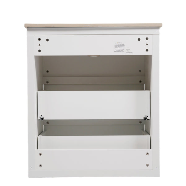 English Elm Christopher Knight Home® - 30" Bathroom Vanity with Ceramic Sink, 2 Soft-Close Full-Extension Drawers, Handle-Free 45° Design, Durable MDF White N817P280549W