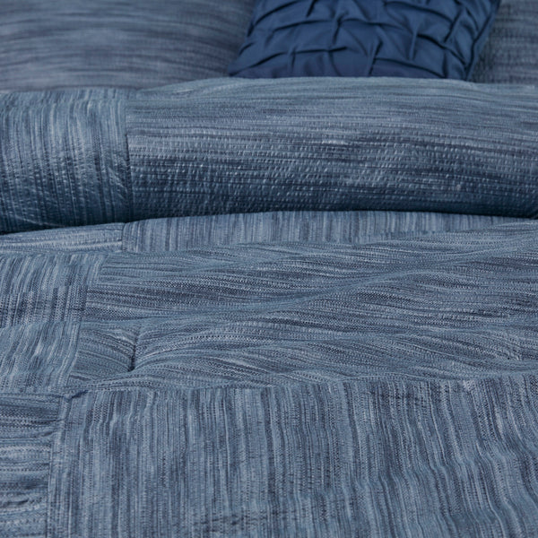 English Elm 7 Piece Printed Seersucker Comforter Set Navy Cal King – Textured Seersucker, Hypoallergenic Fill, Bedskirt Included B03597180