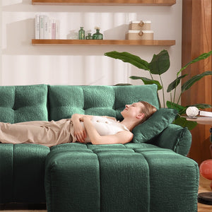 English Elm Premium Chenille Two Seater Sofa Tufted Armrests Foam Support Modern Living Room Green W714S01633