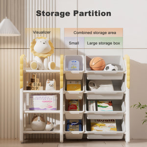 English Elm Kids Bookshelf 4-Tier Toy Organizer with 8 Removable Bins, Durable HDPE Storage for Bedroom/Nursery W3101P313253