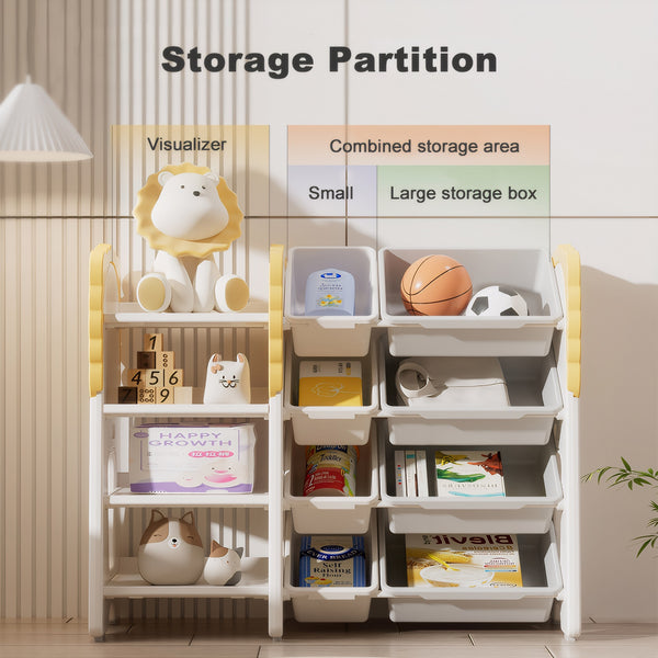English Elm Kids Bookshelf 4-Tier Toy Organizer with 8 Removable Bins, Durable HDPE Storage for Bedroom/Nursery W3101P313253