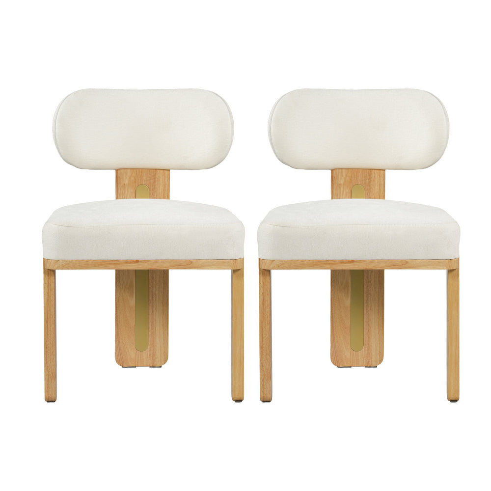 English Elm Mid-century Modern Rattan Cane Back Dining Chair Set Rubberwood Frame Upholstered Seat N768P437935N