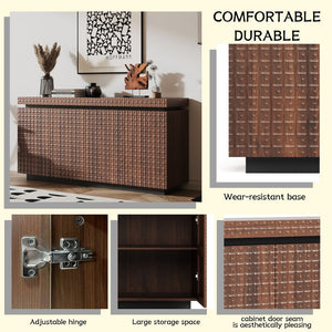 English Elm Sideboard Modern 4-Door Buffet Cabinet with Spacious Top and Enclosed Storage, Durable 66" Long Finish Antique brown W2263P353791