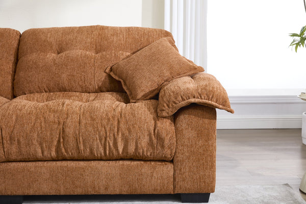 English Elm Casual 3-Seater Pleated Chenille Sofa In Vibrant Orange - Stylish Comfort For Modern Living Spaces W2100S00212