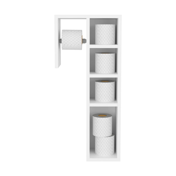 English Elm Storage Cabinet Slim 4-Shelf White Engineered Wood — Compact Bathroom Organizer, Durable Space-Saving Design B097P369427
