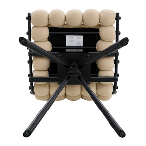 English Elm Set of 2 Dutch Velvet Bubble Backrest Dining Chairs with Sculptural Tufted Design Beige,Black W3875P370840