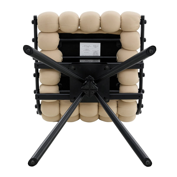 English Elm Set of 2 Dutch Velvet Bubble Backrest Dining Chairs with Sculptural Tufted Design Beige,Black W3875P370840