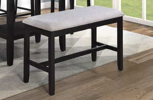 English Elm 1pc Counter Height Bench 42" Linen-Look Light Gray Upholstery Black Frame Stylish Dining Seat B011P257338