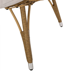 English Elm Christopher Knight Home® - SERINA Teardrop Wicker Outdoor Chair with Water-Resistant Beige Cushion, Light Brown Faux Rattan, Sturdy Iron Frame 69367.00LBRN