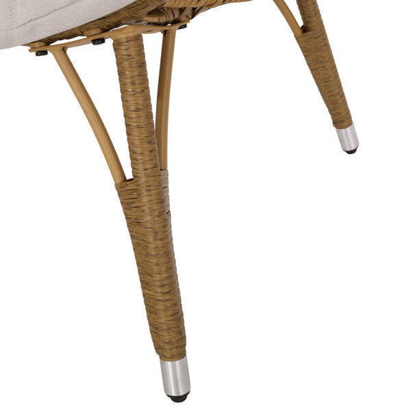 English Elm Christopher Knight Home® - SERINA Teardrop Wicker Outdoor Chair with Water-Resistant Beige Cushion, Light Brown Faux Rattan, Sturdy Iron Frame 69367.00LBRN