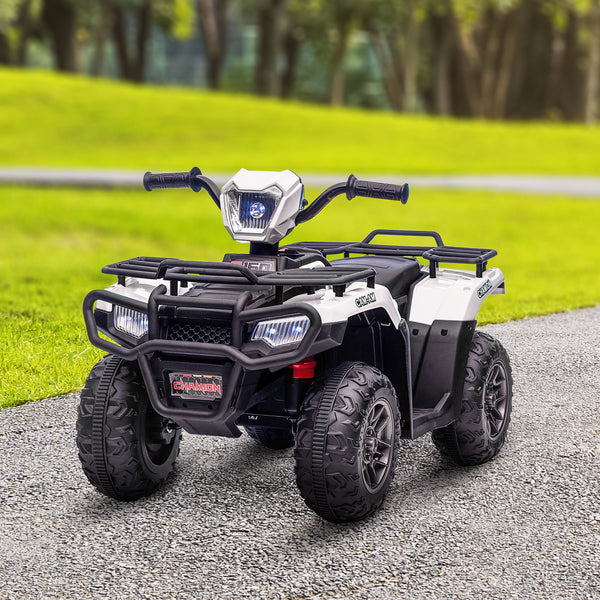 English Elm Aosom 12v Kids Battery Powered Atv Quad with Led Lights Music Usb Treaded Tires W2225P249795