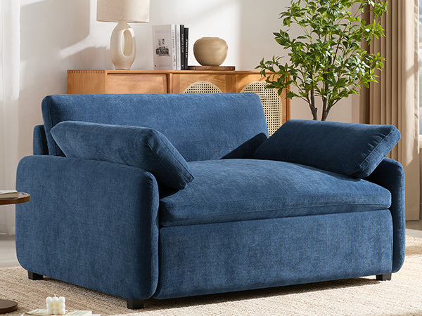 English Elm 50*43" Oversized Chenille Armchair Deep Lounge Seat Modern Minimalist Living Room Chair Blue N723S5042P