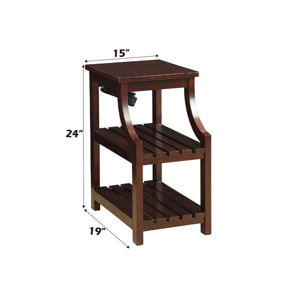 English Elm Wasaki Espresso Finish Accent Table with USB Charging Dock, 2-Shelf Open Storage, Solid Wood Legs B2726P277912