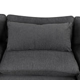 English Elm 128" Sectional Sofa Cloud Sofa Chenille Upholstered Sofa Couch With Movable Ottoman, Comfortable Seat Cushions, Charging Ports and Three Back Pillows For Living Room, Grey