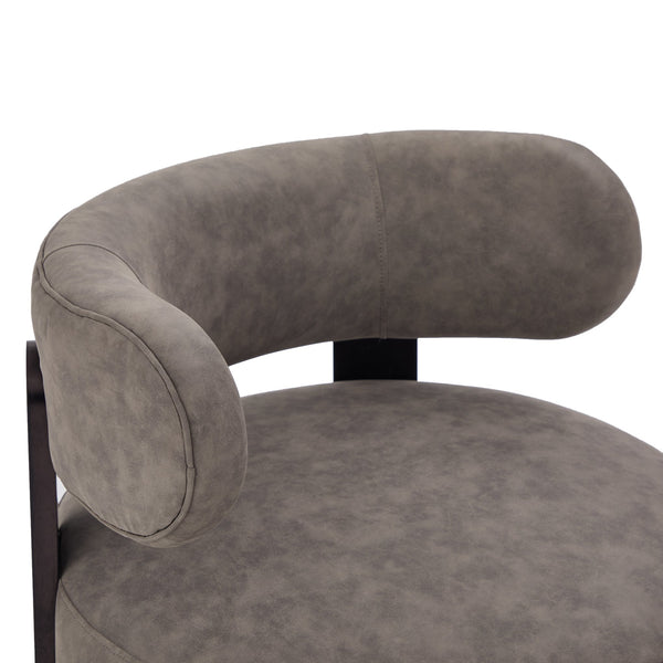 English Elm Wooden Base Barrel Swivel Club Chair Pu Leather Lounge Seat with 360 Degree Rotation N776P422651G