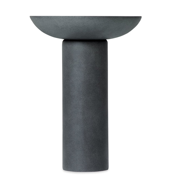 English Elm Polyresin Column Pedestal Birdbath Faux Stone Finish Weather Resistant Outdoor Garden N772P450057G