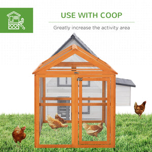 English Elm Pawhut Fir Wood Outdoor Chicken Run with Perches Wire Mesh Modular Backyard Coop W2225P217059