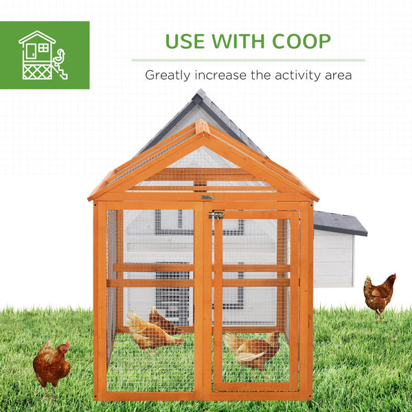 English Elm Pawhut Fir Wood Outdoor Chicken Run with Perches Wire Mesh Modular Backyard Coop W2225P217059