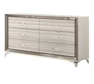 English Elm STAR Modern Chest with Built-In LED, Polished Chrome Accents, Acrylic Handles & Spacious Storage White 37.4 L x 20.87 W x 51.77 H B201P226359