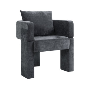 English Elm Modern Chenille 3-Leg Dining Chair with Ergonomic Arms and Removable Pillow, Supportive Comfy Accent Seating for Small Spaces Grey 31.5 L x 27.76 W x 15.16 H W1716P280599