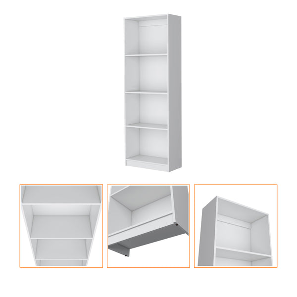 English Elm Sutton Tiered Bookcase with 4 Deep Shelves, 71.1" H x 24.7" W, RTA, White Black Gray Finish B128P176164