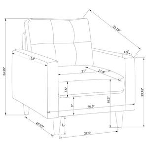 English Elm Trevor Contemporary 3-Piece Living Room Seating Set - Sofa, Loveseat & Accent Chair In Grey B062S01143-GIGA