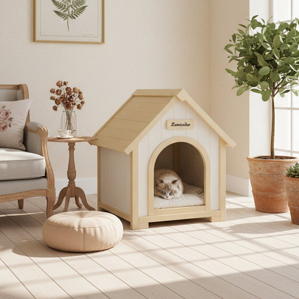 English Elm Modern Solid Cedar A-frame Pet House with Eva Cushion for Small Dogs and Cats W3799P381058