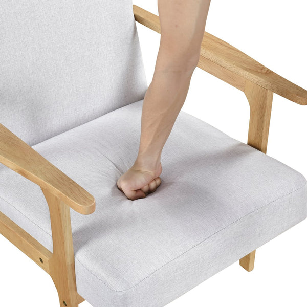 English Elm Modern Mid-Century Accent Chair Walnut Frame with Textured Linen Upholstery and Cushioned Seat Comfortfulness Gray,Natural 26.5 L x 23.5 W x 10 H B011P308037