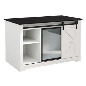 English Elm 46" Farmhouse Litter Box Enclosure with Barn Door Led Lighting and Storage Cabinet N704P402453K