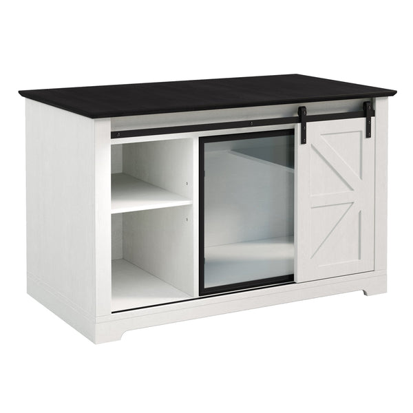 English Elm 46" Farmhouse Litter Box Enclosure with Barn Door Led Lighting and Storage Cabinet N704P402453K