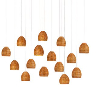 Beehive 15-Light Rectangular Multi-Drop Pendant